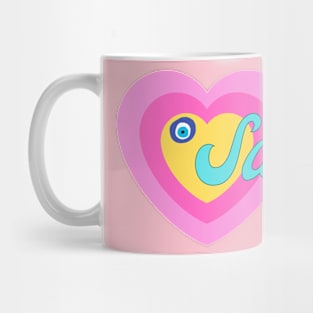 Sadie in Colorful Heart Illustration Mug